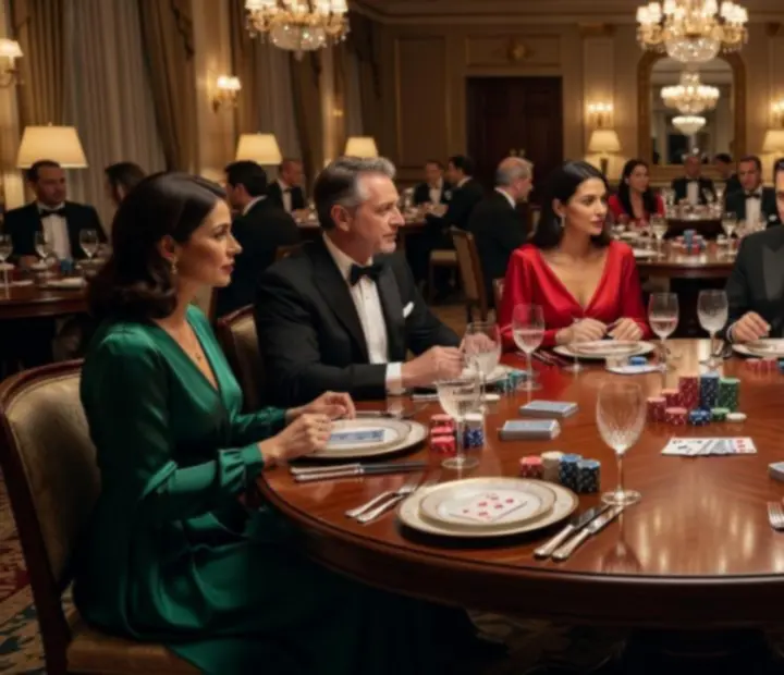 Elegancki wieczór pokerowy przy wykwintnej kolacji w restauracji