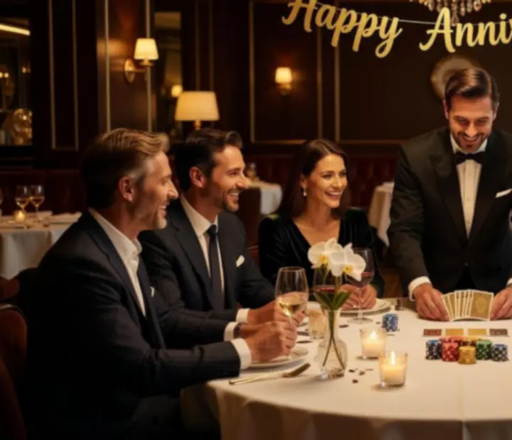 Prywatne przyjęcie urodzinowe z eleganckim stołem pokerowym i symbolicznymi żetonami