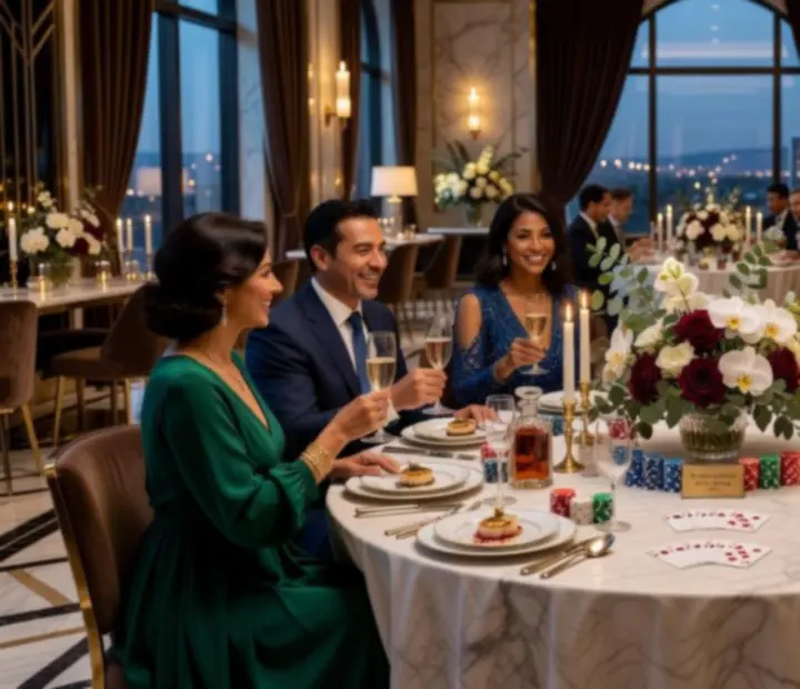 Prywatne przyjęcie w luksusowej restauracji z gośćmi przy eleganckim stole